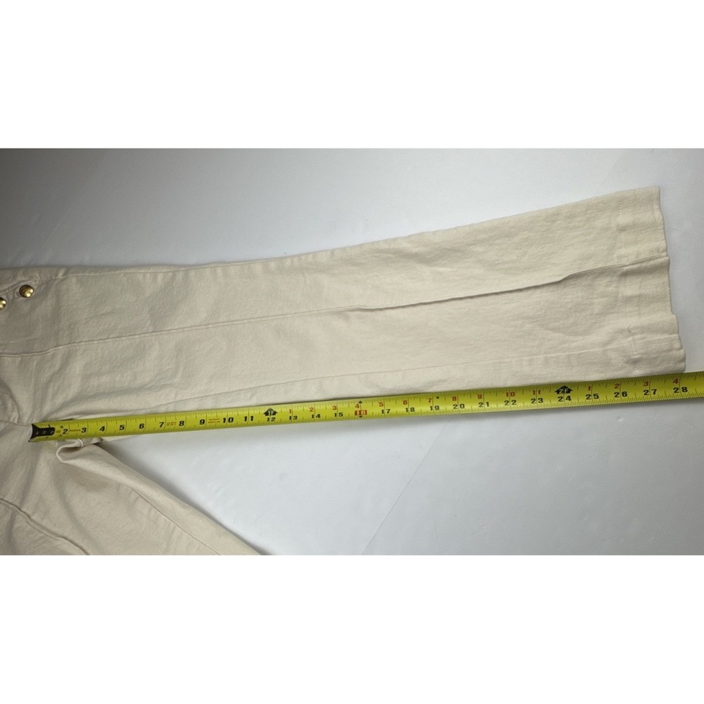 Talbots Womens Flare Jeans 6P Ivory Denim Nautical Sailor Gold Button Coastal - Picture 5 of 10